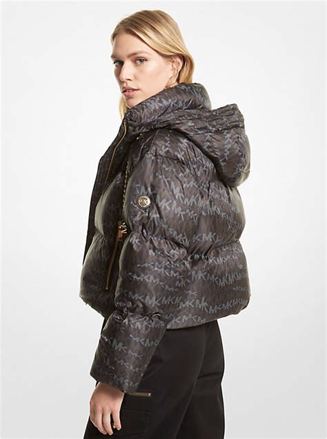 michael kors animal print jacket|Animal Print Logo Ciré Quilted Puffer Jacket .